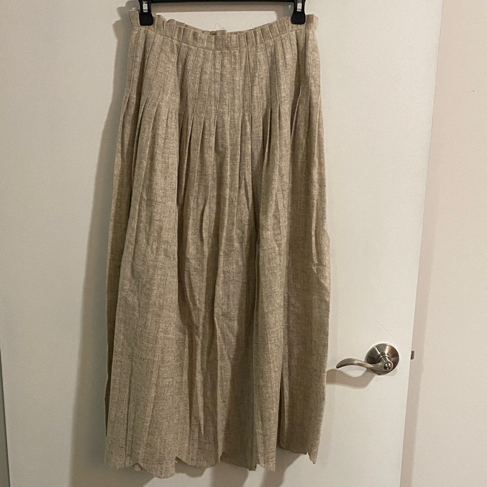 Vintage Angora and Wool Beige Midi Skirt